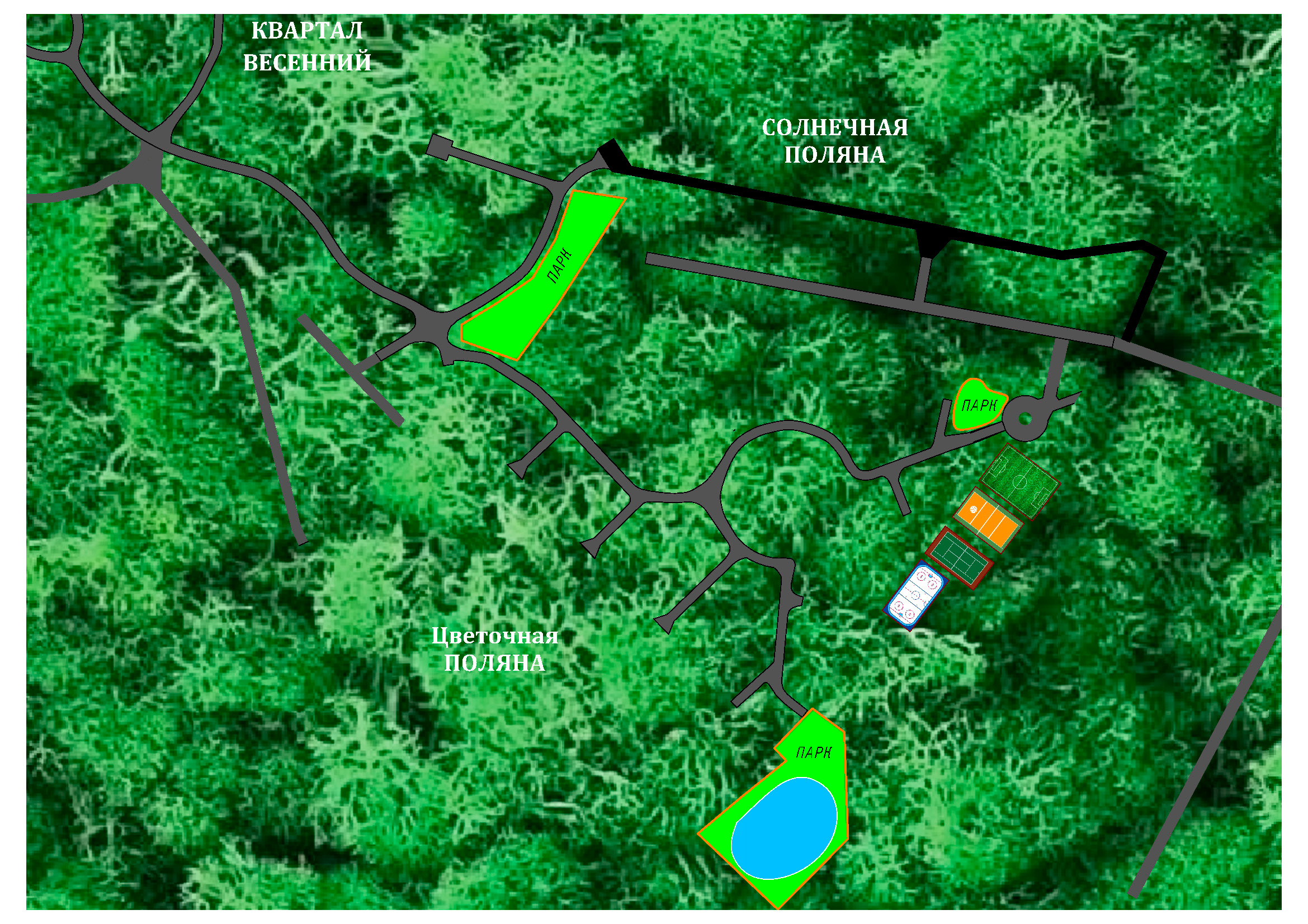 Генплан участков в элитном КП Emerald Village на Новой Риге