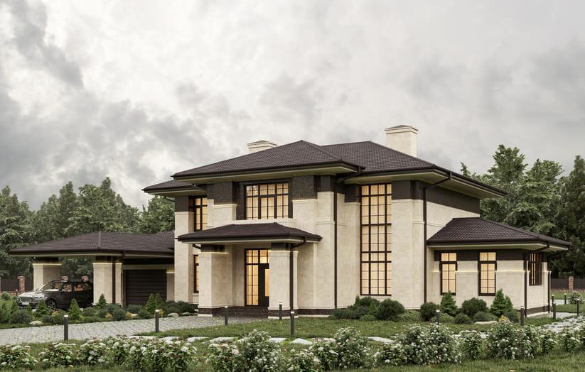 Проект дома Гюнцбург в элитном КП Emerald Village на Новорижском шоссе