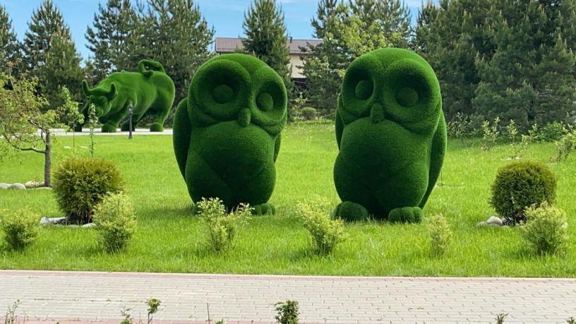 Совы в топиари парке в поселке Emerald Village