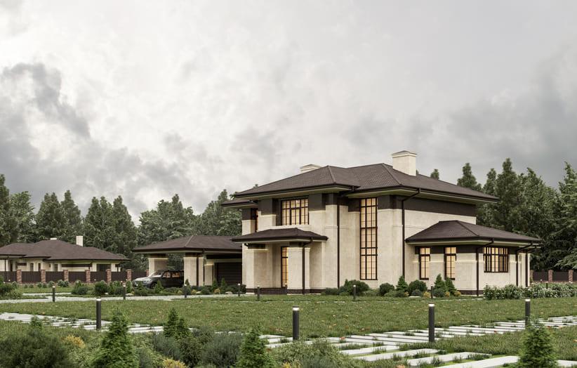 Проект дома Гюнцбург в элитном КП Emerald Village на Новой Риге