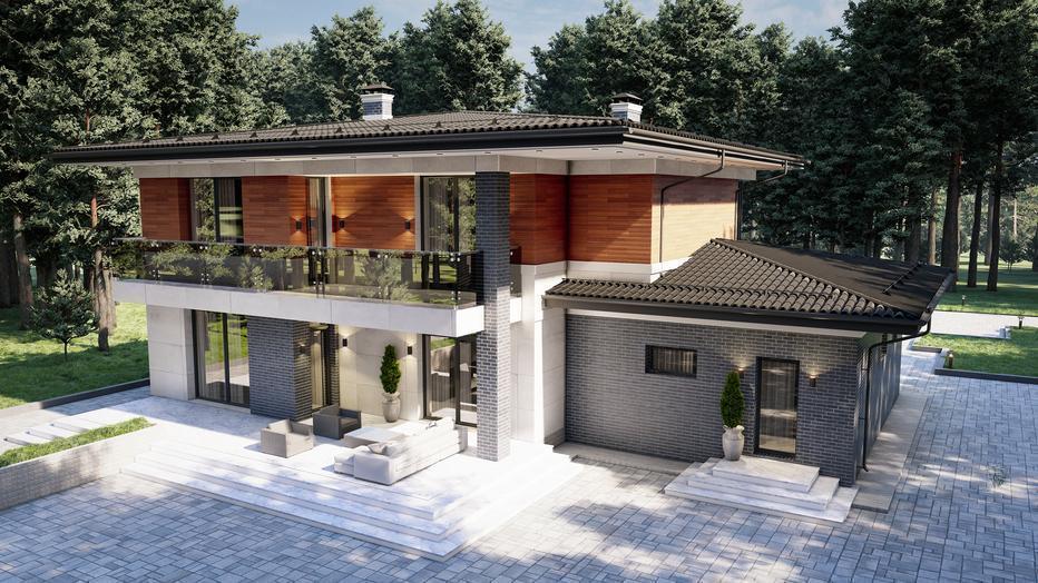 Проект дома Райт в элитном КП Emerald Village на Новой Риге