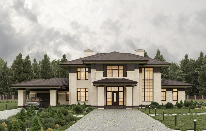 Проект дома Гюнцбург в элитном КП Emerald Village на Новой Риге