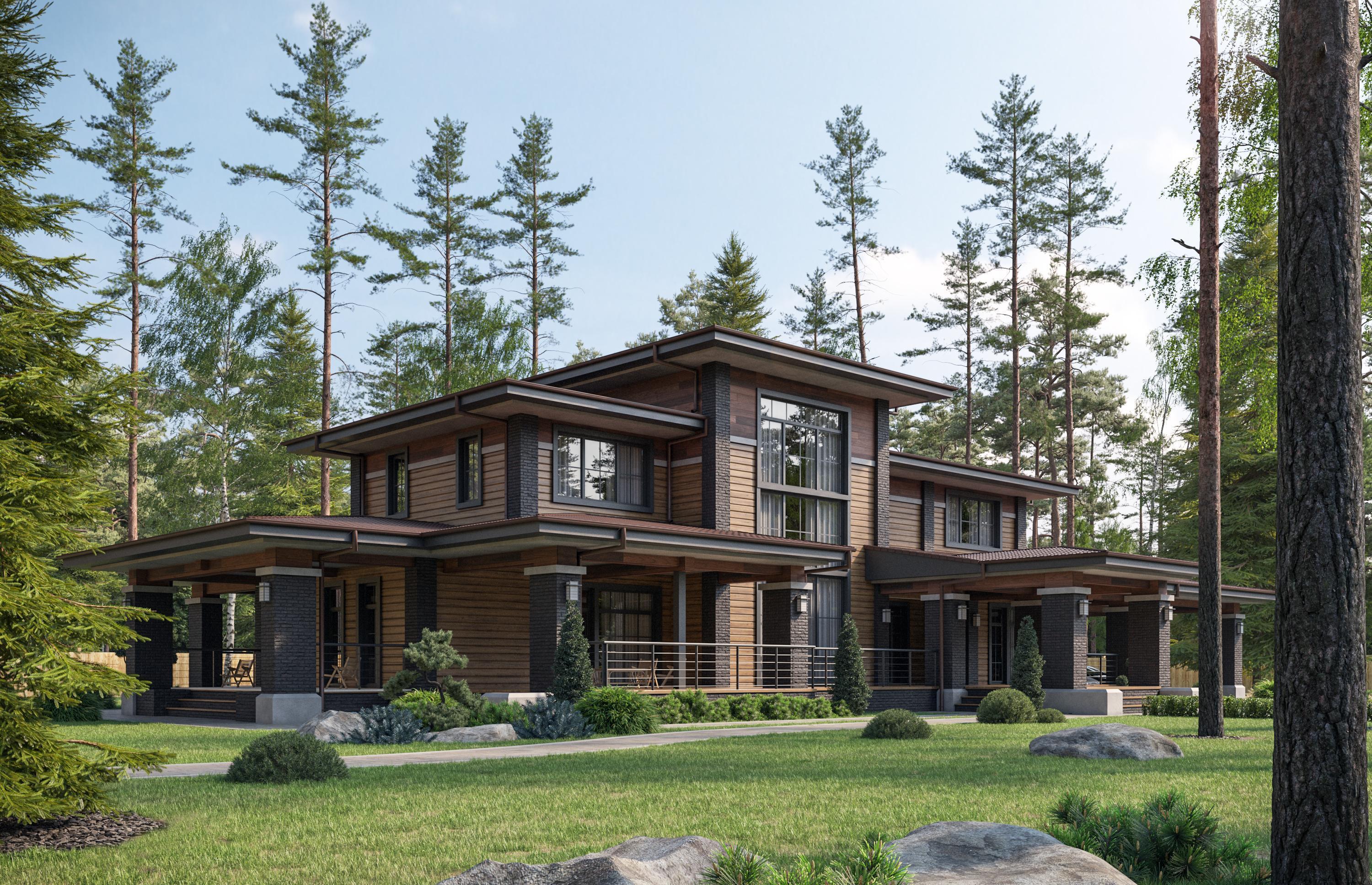 Проект дома Берген в элитном КП Emerald Village на Новой Риге