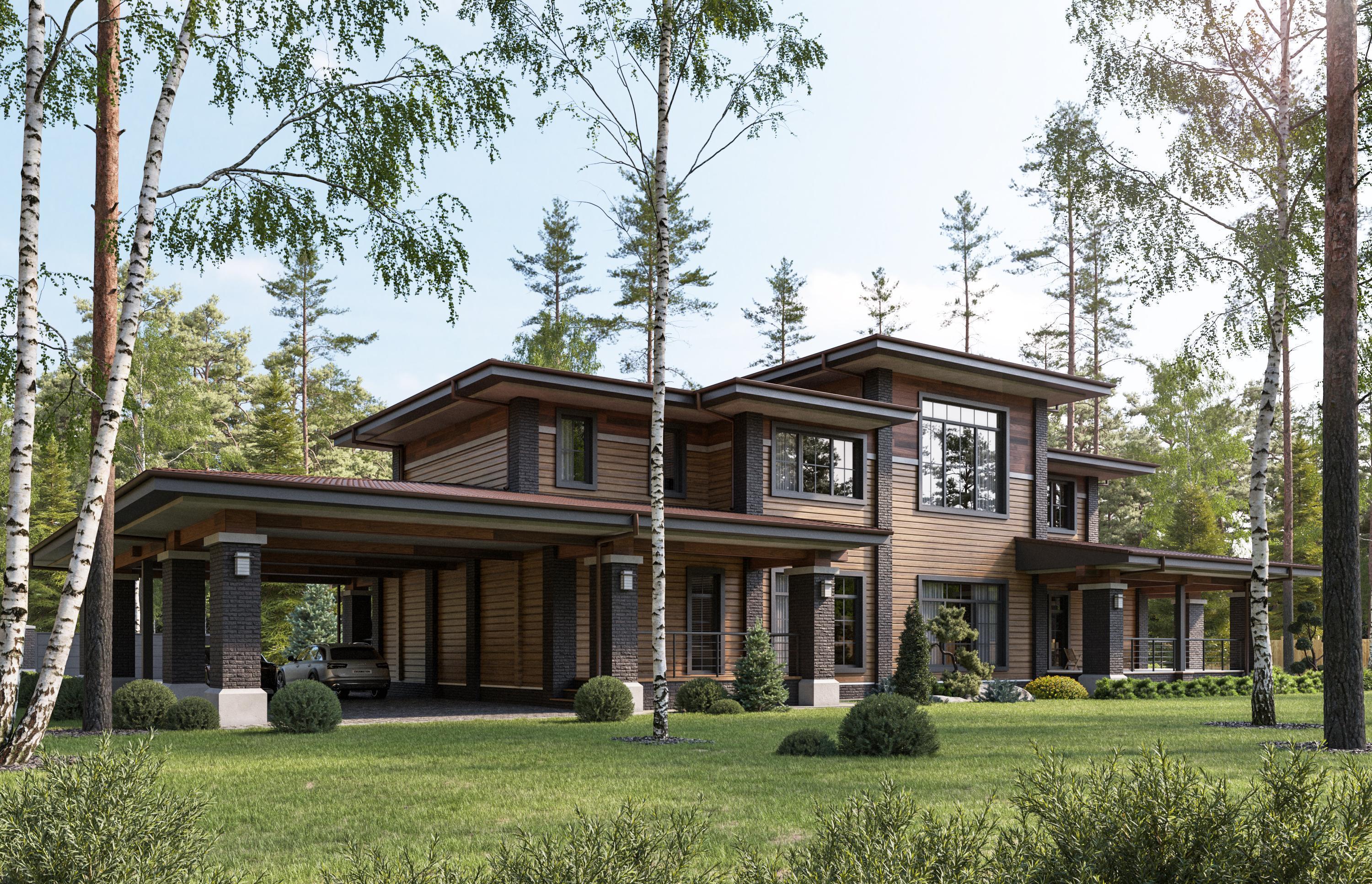Проект дома Берген в элитном КП Emerald Village на Новой Риге