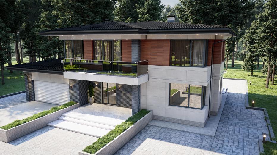 Проект дома Райт в элитном КП Emerald Village на Новой Риге