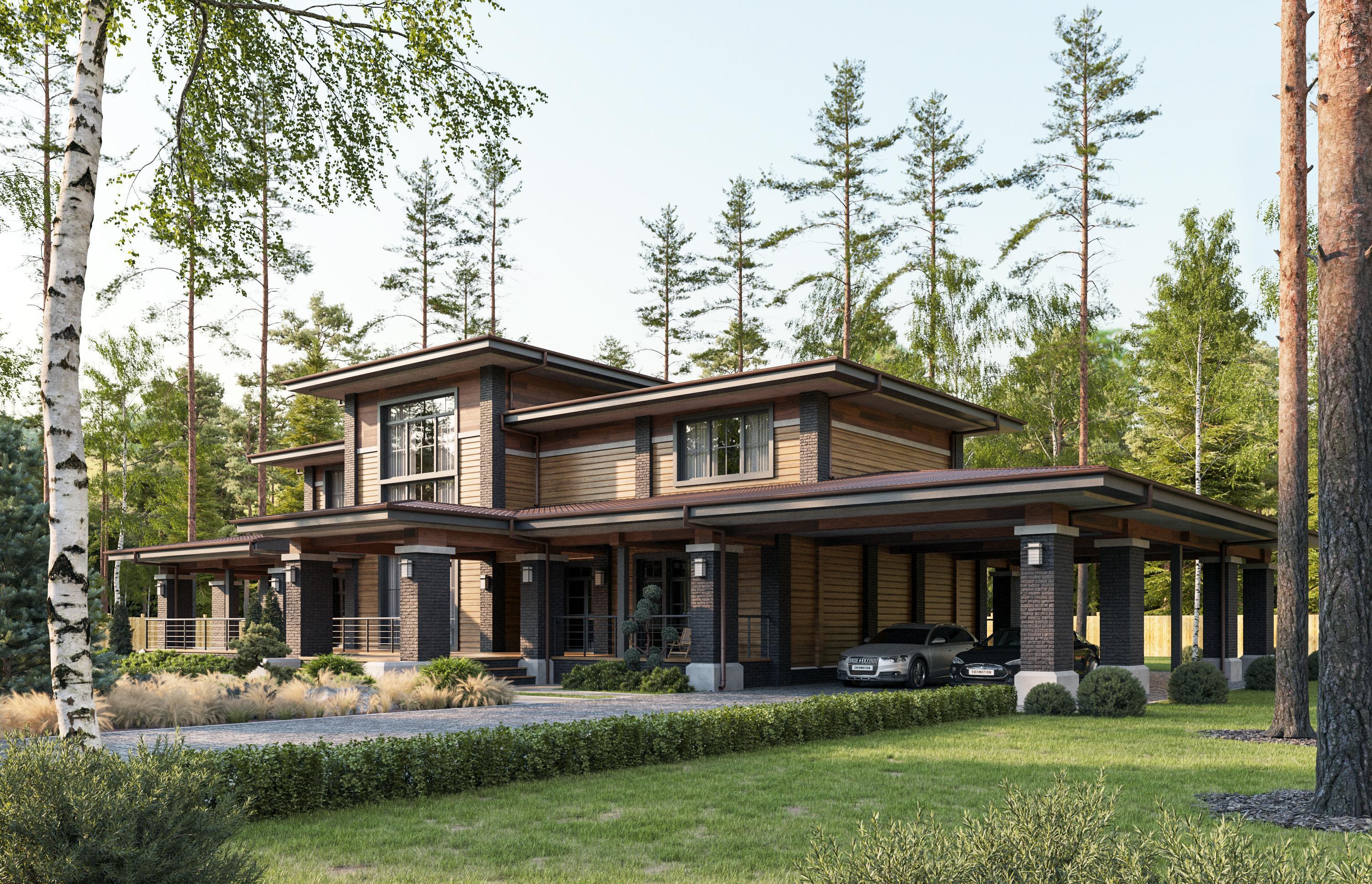 Проект дома Берген в элитном КП Emerald Village на Новой Риге